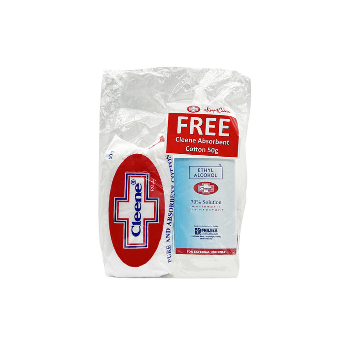 Cleene Ethyl Alcohol 70% 1L Pump with FREE Cleene Cotton 50 grams