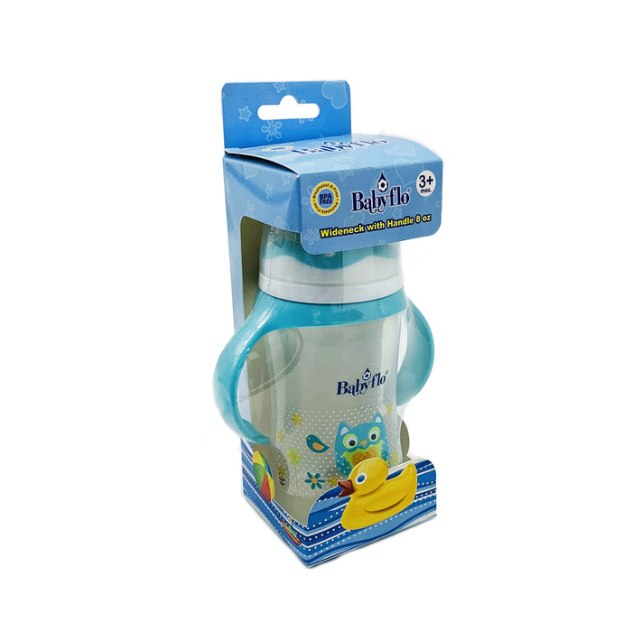 Babyflo Feeding Bottle Wide Neck with Handle 8oz