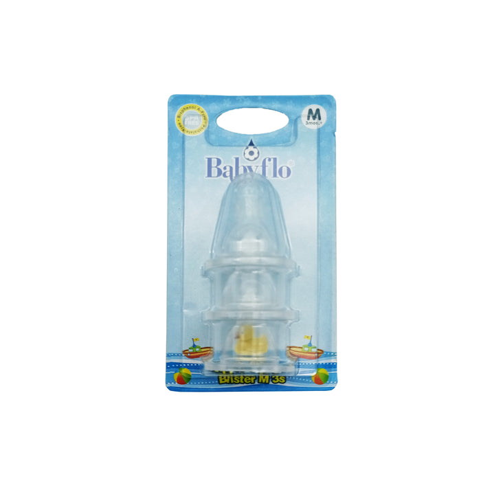 Babyflo Nipple Silicone Blister Pack Medium Hole 3s