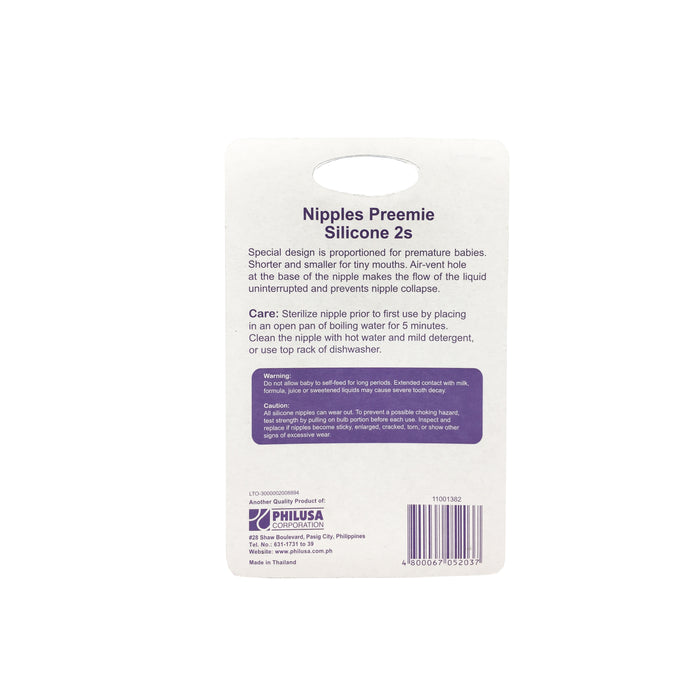 Babyflo Nipple Silicone Preemie 2s