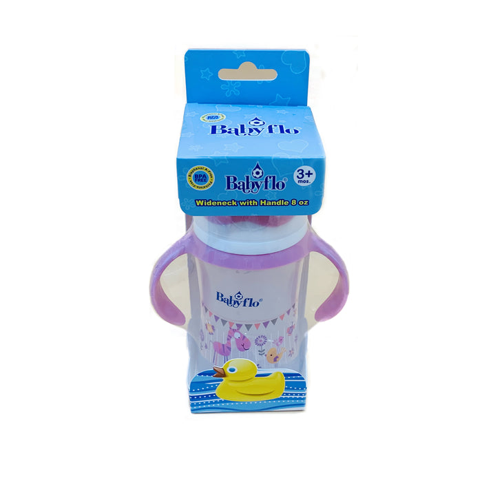 Babyflo Feeding Bottle Wide Neck with Handle 8oz