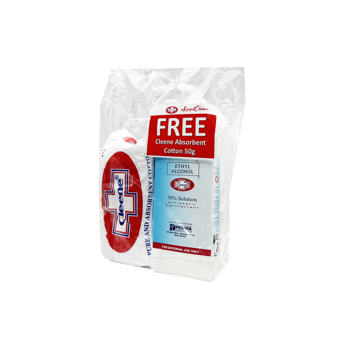 Cleene Ethyl Alcohol 70% 1L Pump with FREE Cleene Cotton 50 grams