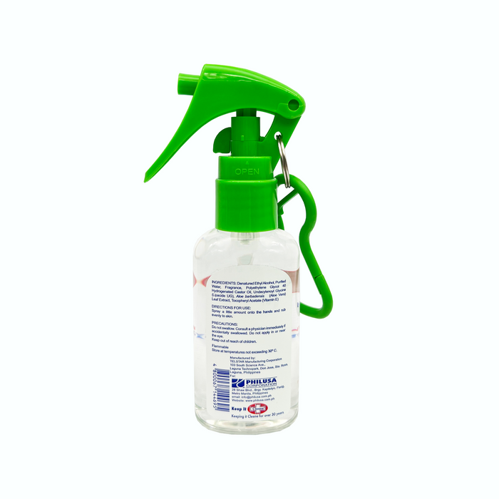 Cleene Hand Sanitizer Spray Green Air 60mL with Carabiner