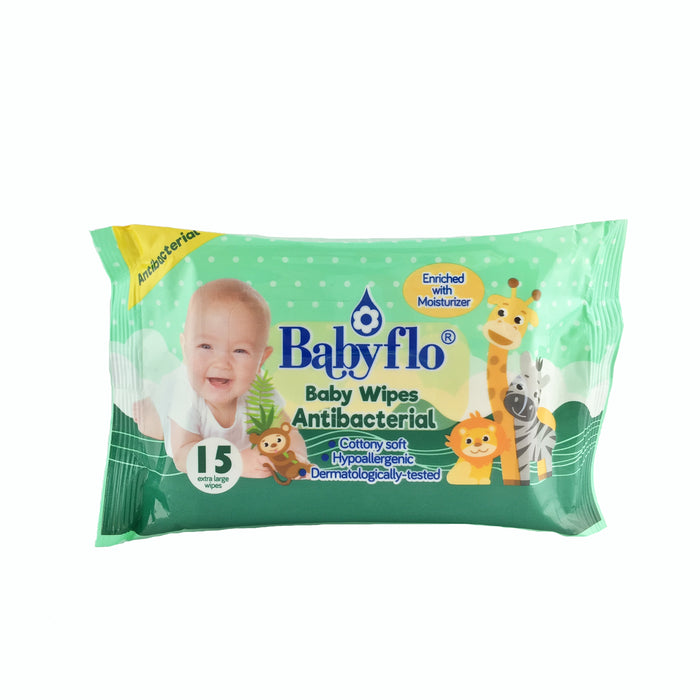 Babyflo Baby Wipes Antibacterial 15s