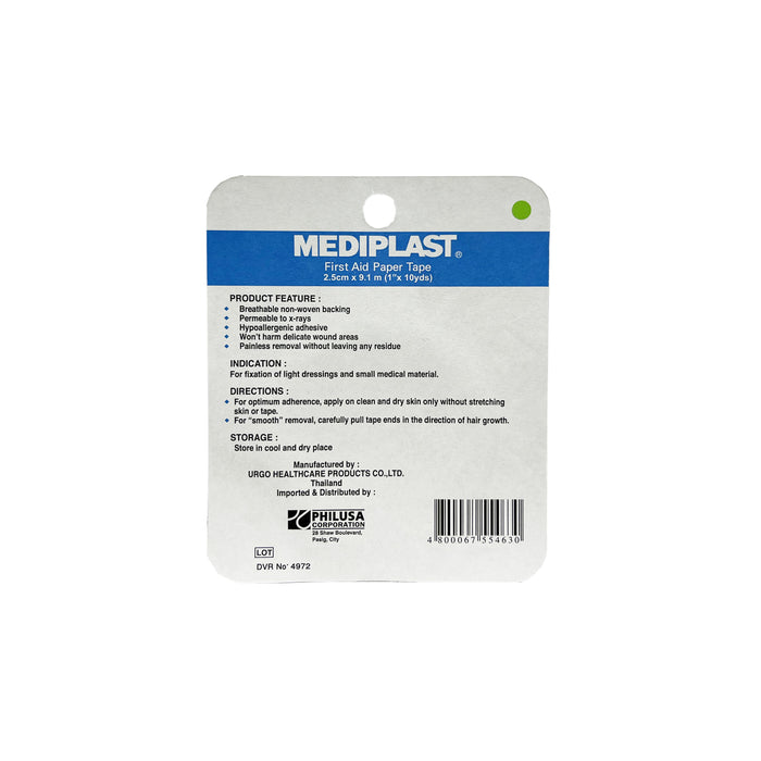 Mediplast First Aid Paper Tape  2.5 cm x 9.1 m